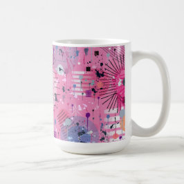 Caneca De Café Arte abstrata maximalista rosa