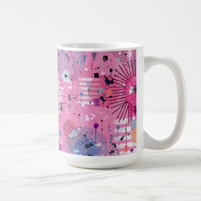 Caneca De Café Arte abstrata maximalista rosa (Direita)