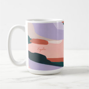 Caneca De Café Arte abstrata moderna colorida presente personaliz