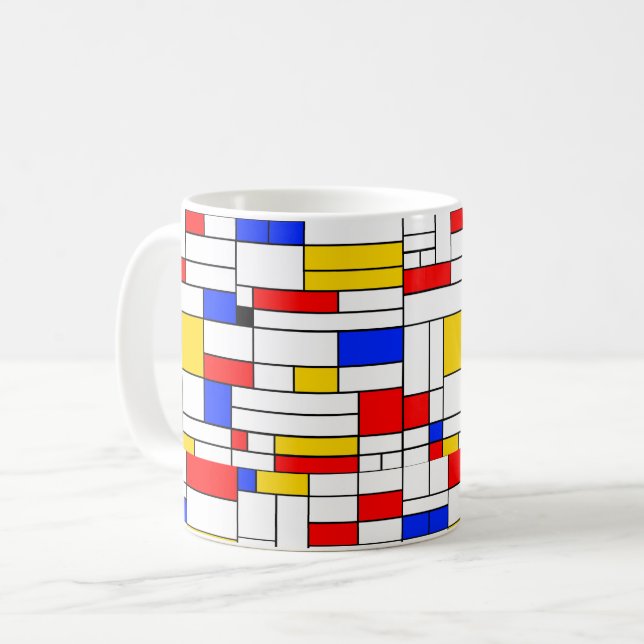 Caneca De Café Arte abstrata no estilo de Piet Mondrian (Frente Esquerda)