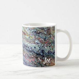Caneca De Café Arte Abstrato de Joe - Ondas Roxas - Copas de Caf