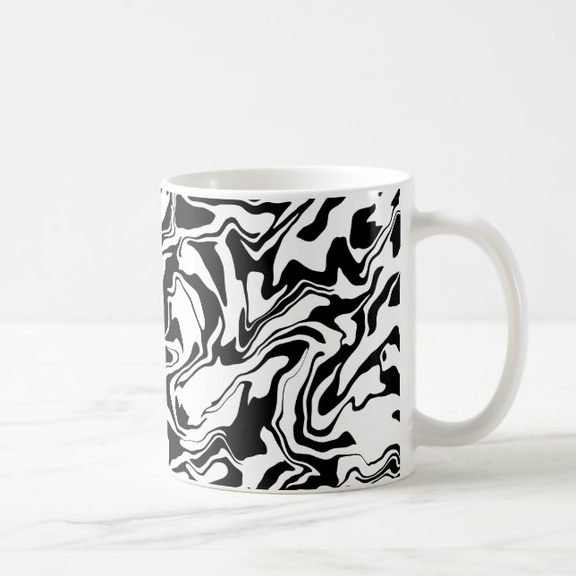 Caneca De Café Arte Abstrato de preto e branco moderno (Direita)