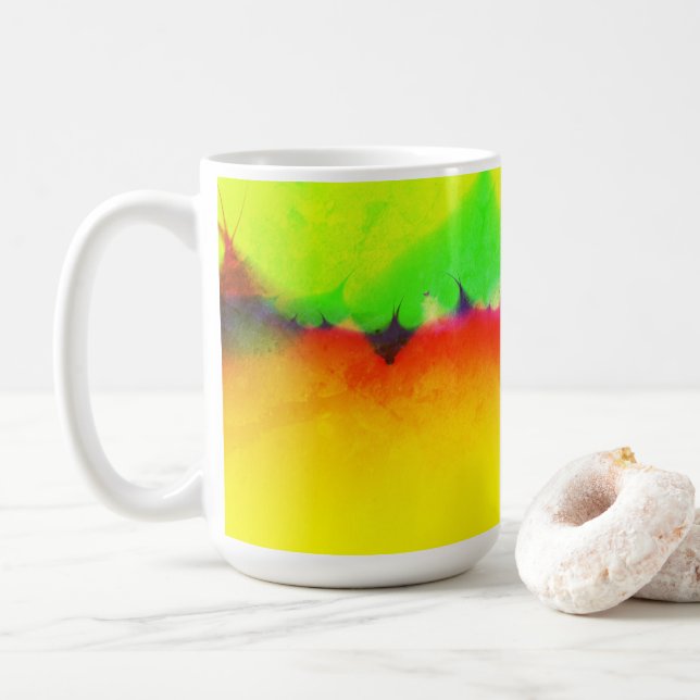Caneca De Café Arte Abstrato Fractal Divertida (Com Donut)