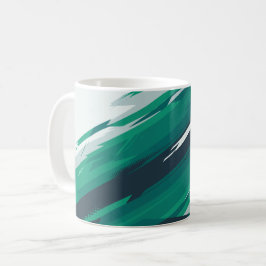 Caneca De Café Arte Abstrato Geométrica Verde Dinâmica