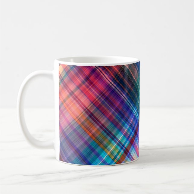 Caneca De Café arte abstrato geométrico diagonal arco-íris (Esquerda)
