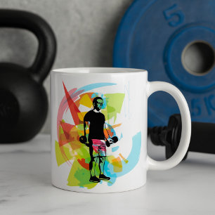 Caneca De Café Arte abstrato Malhação do Homem Levantando Sumbos