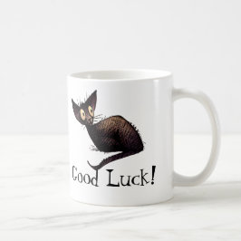 Caneca De Café Arte afortunada engraçada do gato preto de boa
