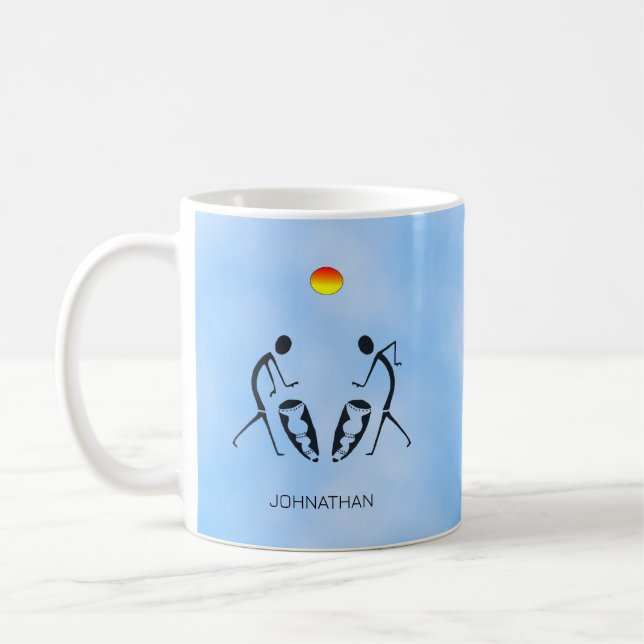 Caneca De Café Arte Africana, Dançarinas Silhouette e Drumming (Esquerda)