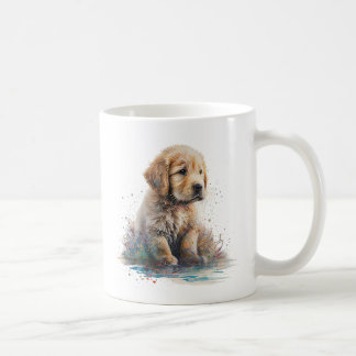Caneca De Café Arte AI de Aquarela do ouro Retriever