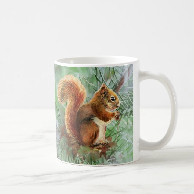 Caneca De Café Arte Animal de Esquilo Vermelho Cujo Cód. Água (Direita)