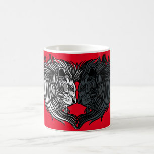 Caneca De Café Arte Animal Yin Yang, Batalha de Leões