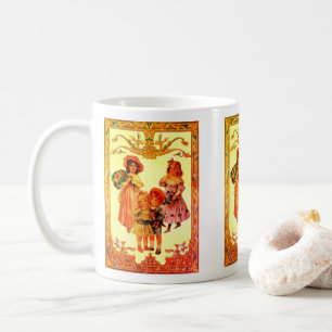 Caneca De Café Arte Antiga Crianças Vitorianas