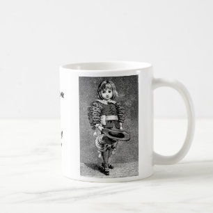 Caneca De Café Arte Antiga dos anos 1800 de Menino Com um Chapéu
