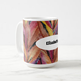 Caneca De Café Arte Aquarela de Penas Florais Exóticas de Verão