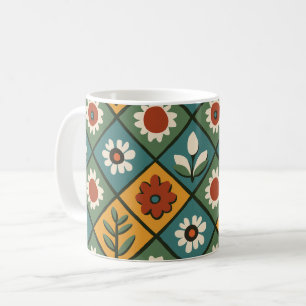 Caneca De Café Arte Azulejo Floral Africana