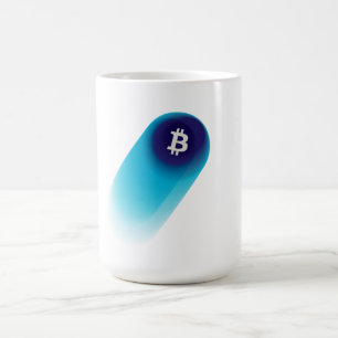 Caneca De Café Arte Bitcoin (Cometa - Estilo 1, Branco)