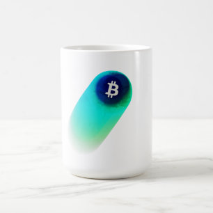 Caneca De Café Arte Bitcoin (Cometa - Estilo 2, Branco)
