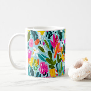 Caneca De Café Arte Botânica Colorida e Pinturesca