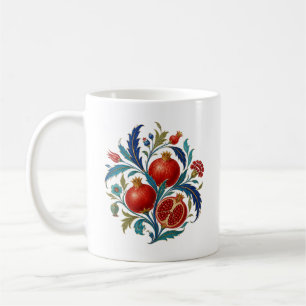 Caneca De Café Arte Botânica do Ramo de Romã Otomano