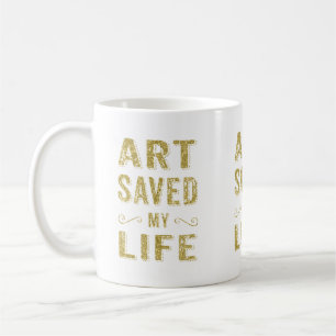 Caneca De Café Arte Branca Dourada Salvou Minha Vida