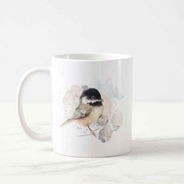 Caneca De Café Arte Chickadee Preta (Esquerda)