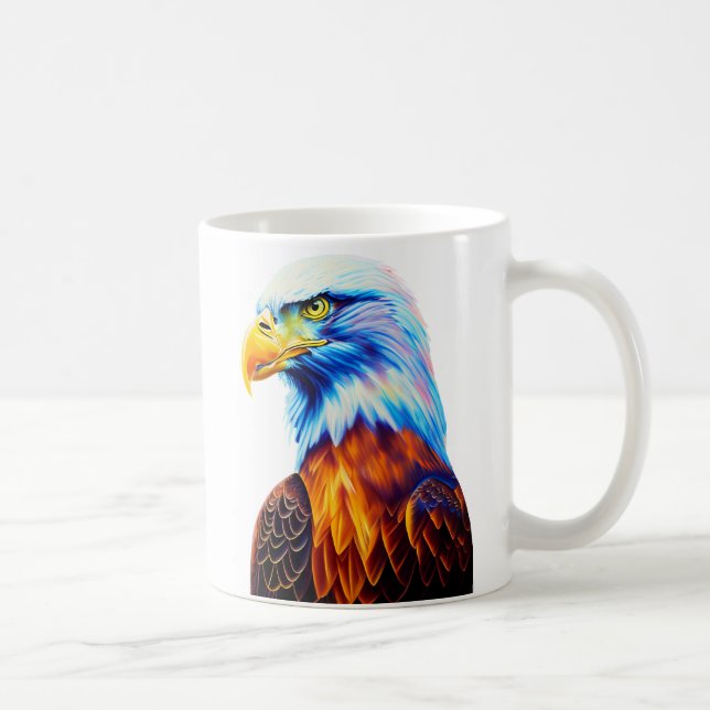 Caneca De Café Arte Colorida Bald Eagle (Direita)