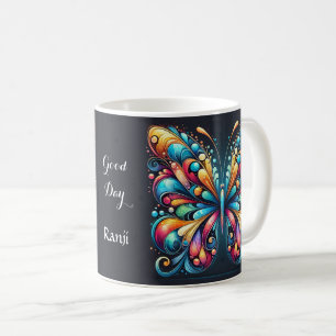 Caneca De Café Arte Colorida da Borboleta   Inspirado na Natureza