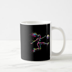 Caneca De Café Arte Colorida de Futebol Neon Menina Splash Desenh