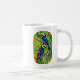 Caneca De Café Arte Colorida de Pássaros Turianos