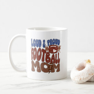 Caneca De Café Arte com palavras de Mãe de futebol orgulhosa alta