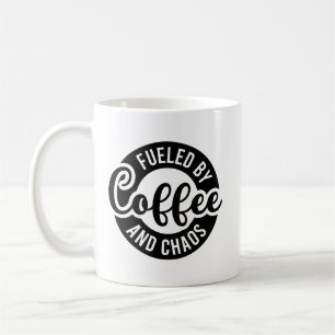 Caneca De Café Arte com palavras sobre caos de café energizado fo
