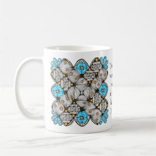 Caneca De Café Arte como Individualismo com Doodle Azul e Laranja