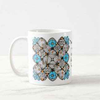 Caneca De Café Arte como Individualismo com Doodle Azul e Laranja