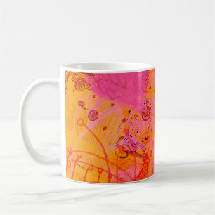 Caneca De Café Arte contemporânea. A mão fez arte. Textura colori