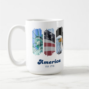 Caneca De Café Arte da América Fragmentada, Vermelha e Branca