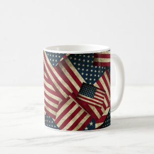 Caneca De Café Arte da Bandeira Americana Angustiada