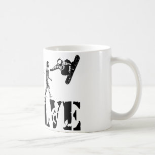 Caneca De Café Arte da evolução do esporte de Snowbording do