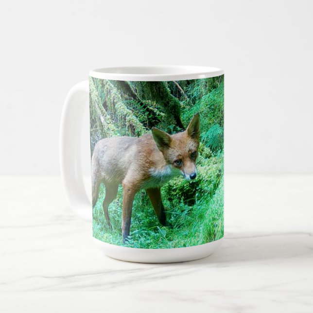 Caneca De Café Arte da Floresta da Vida Selvagem da Mata Raposa V (Frente Esquerda)