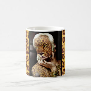 Caneca De Café Arte da foto da mulher do leopardo