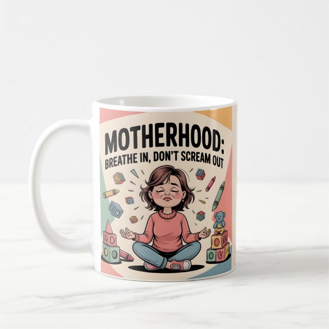 Caneca De Café Arte da Maternidade Respirar Calma (Esquerda)