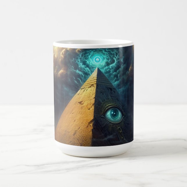 Caneca De Café Arte da Pirâmide Azul Mística (Centro)