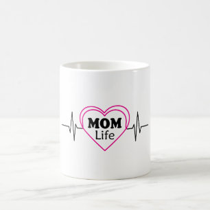 Caneca De Café Arte da Vida de Mãe Coração Batimento