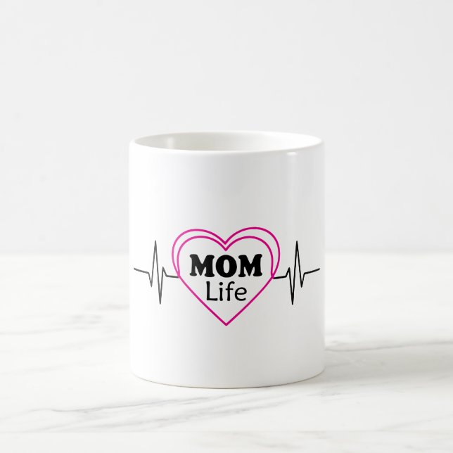 Caneca De Café Arte da Vida de Mãe Coração Batimento (Centro)