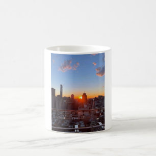 Caneca De Café Arte da Vista do Rooftop do Pôr do Sol do Horizont