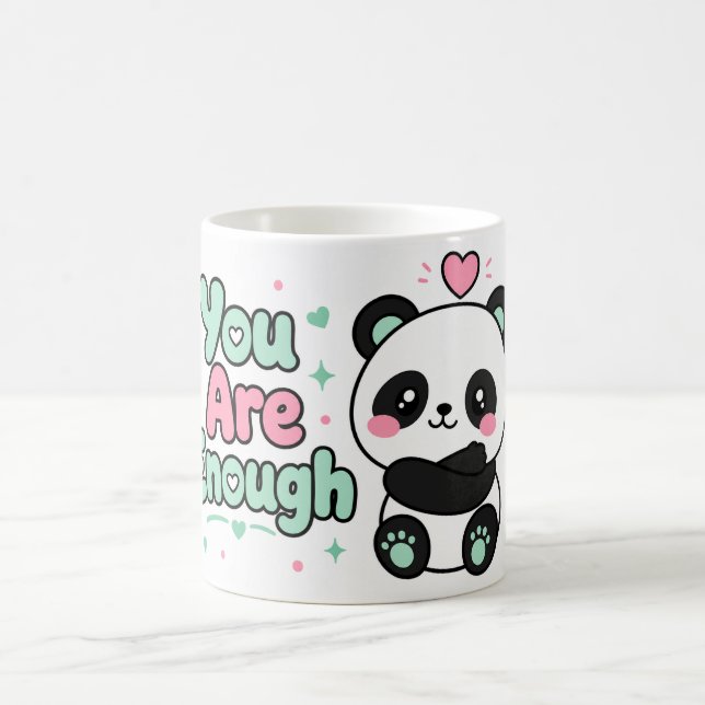 Caneca De Café Arte de Amor Próprio Kawaii Panda Você É Suficient (Centro)