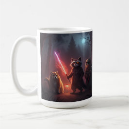 Caneca De Café Arte de Animais de Batalha na Floresta Mística