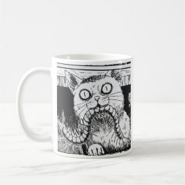 Caneca De Café arte de anime de gato de terror