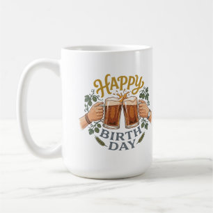 Caneca De Café Arte de Aniversário com Cerveja Vintage