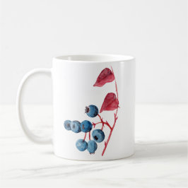 Caneca De Café Arte de aquarela desenhada à mão mirtilos azuis