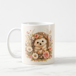 Caneca De Café Arte de Aquarela doouriço Floral